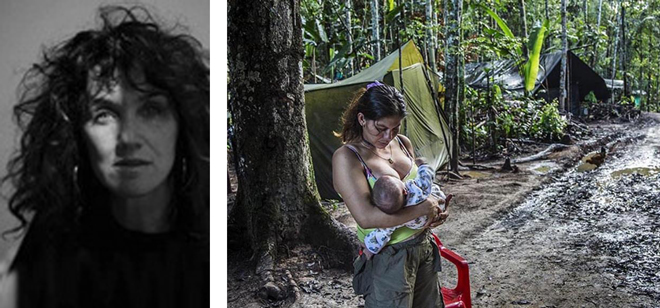 Catalina Martin-Chico và bức ảnh “Sinh và nuôi con trong rừng”.