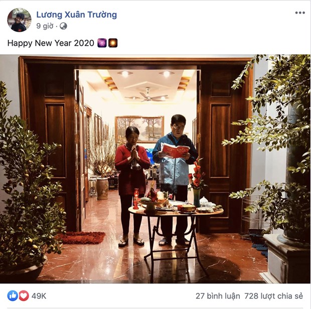 Lương Xuân Trương đón tết cùng gia đình tại Tuyên Quang. (Ảnh: FBNV)