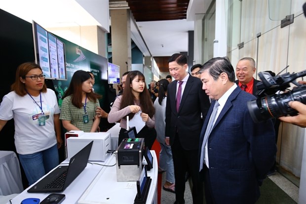 IT solutions on display at an exhibition held recently in HCM City (Photo: VNA)