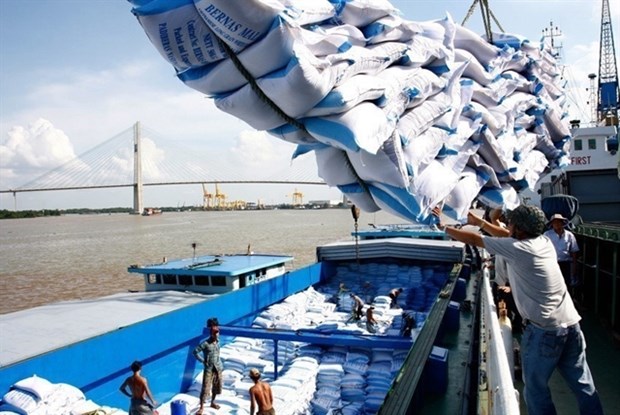 Rice is loaded at Saigon Port in HCM City (Source: VNA)