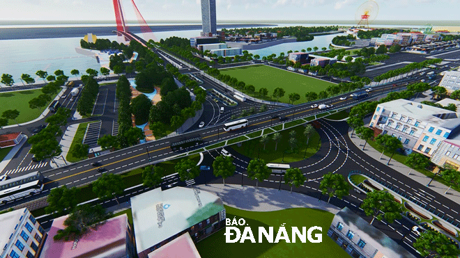 Phối cảnh cụm nút giao thông phía tây cầu Trần Thị Lý sắp khởi công