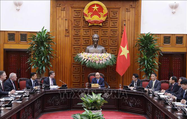 Thủ tướng Nguyễn Xuân Phúc phát biểu tại buổi tiếp. Ảnh: Thống Nhất/TTXVN.