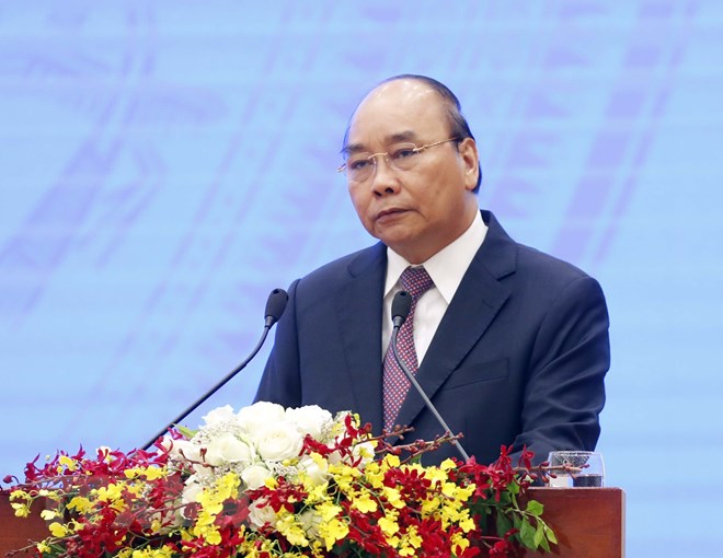 Thủ tướng Nguyễn Xuân Phúc phát biểu tại hội nghị. Ảnh: TTXVN