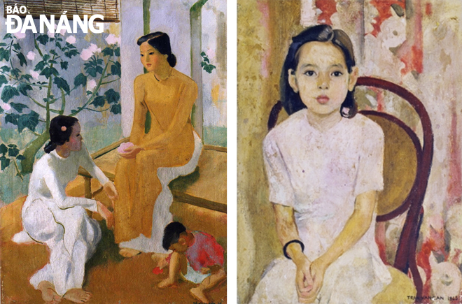 Bảo vật quốc gia của hai danh họa: Hai thiếu nữ và em bé của Tô Ngọc Vân (ảnh trái) và Em Thúy của Trần Văn Cẩn.