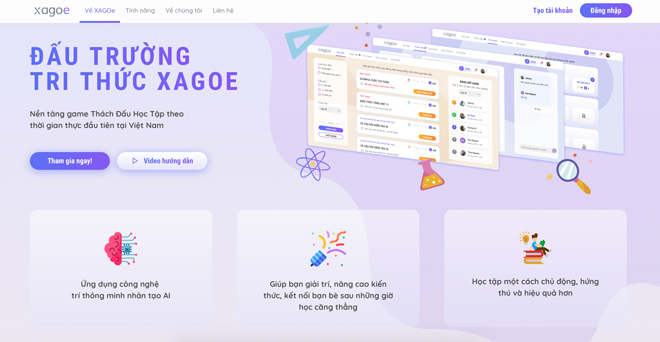 The web interface of the XAGOe online learning platform