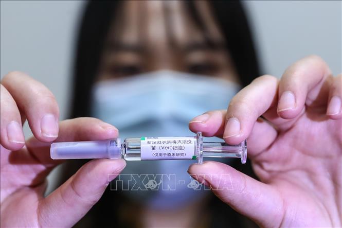 Vaccine phòng COVID-19 do Tập đoàn dược phẩm quốc gia Sinopharm bào chế tại Bắc Kinh, Trung Quốc ngày 10/4/2020. Ảnh: THX/ TTXVN