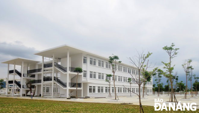 Không gian cảnh quan tại Trường THCS Đàm Quang Trung, quận Liên Chiểu. Ảnh: TRIỆU TÙNG