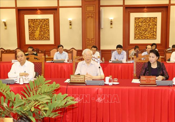 Tổng Bí thư, Chủ tịch nước Nguyễn Phú Trọng phát biểu chỉ đạo tại buổi làm việc.