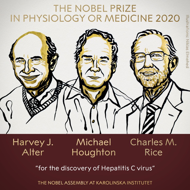 Ba người chiến thắng giải Nobel Y Sinh học năm nay (Đồ họa: Nobel Prize/Twitter)