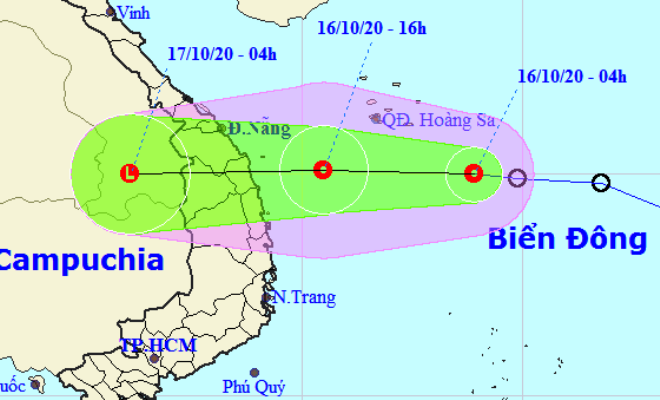 The forecast track for the tropical depression. Source:Viet Nam’s National Center for Hydro-meteorological Forecasting