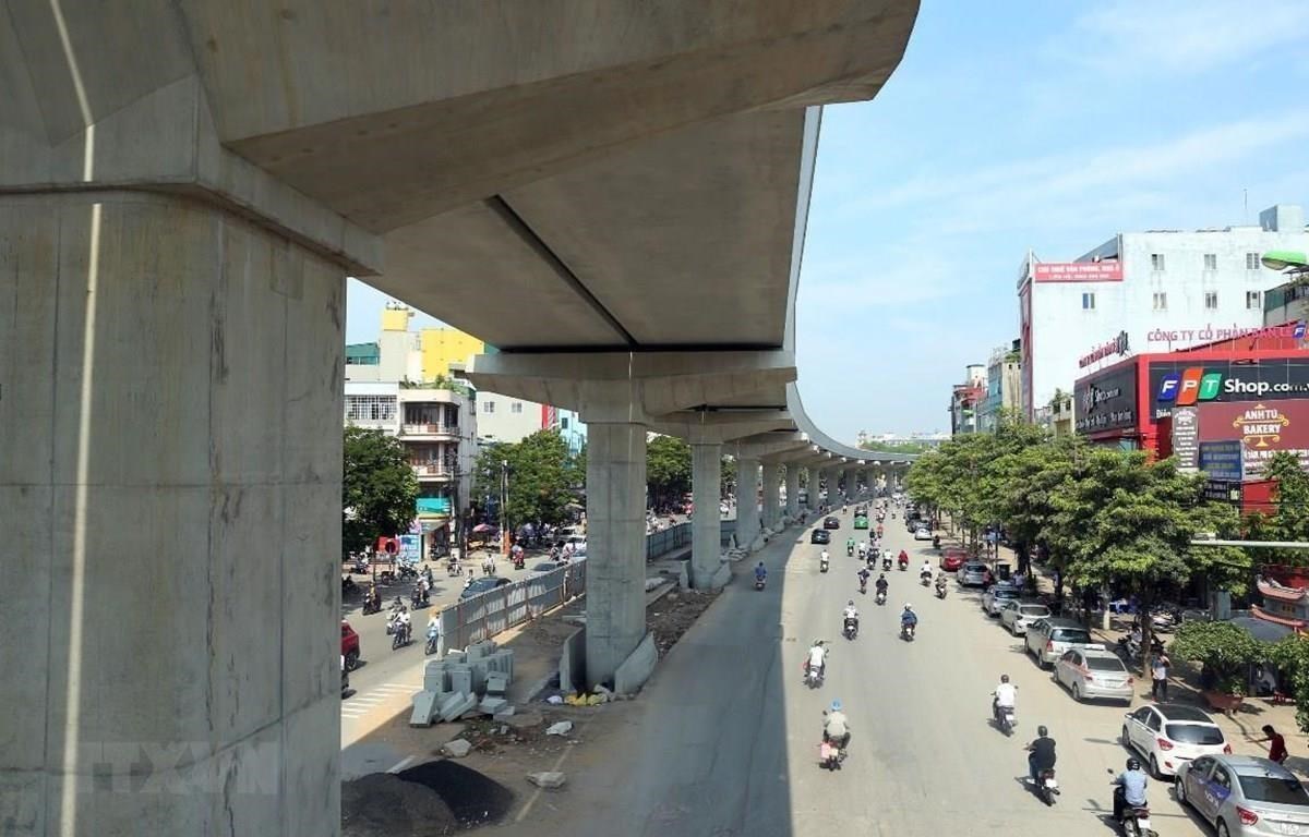 Dự án đường sắt đô thị Nhổn - ga Hà Nội đã hoàn thành phần đi trên cao. Ảnh: Huy Hùng/TTXVN
