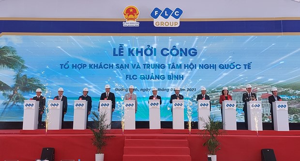A ground-breaking ceremony is held on January 17 to start the construction of FLC Quang Binh Beach and Golf Resort in the central province of Quang Binh. (Photo: baoquangbinh.vn)