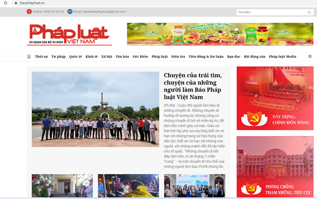 Báo Pháp luật Việt Nam điện tử bị đình bản trong vòng 3 tháng kể từ ngày 8-7. (Ảnh chụp màn hình)