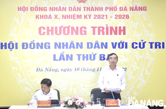 Chủ tịch UBND thành phố Lê Trung Chinh phát biểu tại Chương trình. Ảnh: X. HẬU
