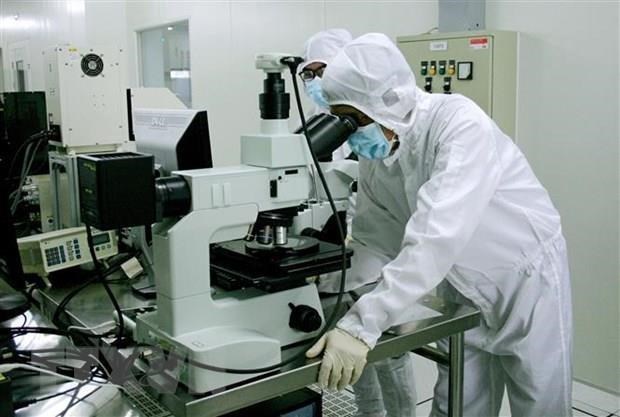 Nghiên cứu phát triển sản phẩm vi mạch bán dẫn, kết quả hợp tác chuyển giao công nghệ tại Khu công nghệ cao TP Hồ Chí Minh. Ảnh (tư liệu): TTXVN