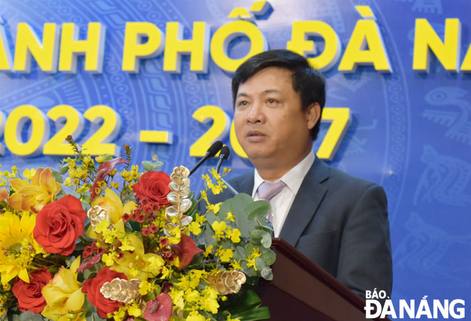 Phó Bí thư Thường trực Thành ủy Lương Nguyễn Minh Triết phát biểu chỉ đạo tại đại hội. Ảnh: TRỌNG HÙNG