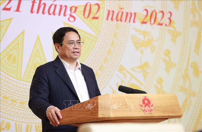 Thủ tướng Phạm Minh Chính chủ trì hội nghị. Ảnh: TTXVN