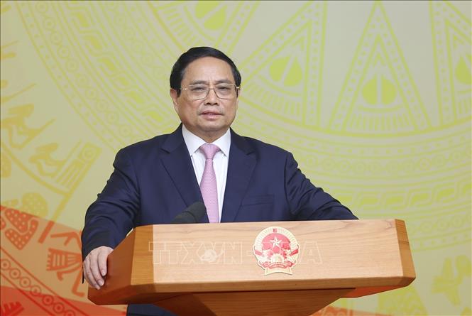 Thủ tướng Phạm Minh Chính chủ trì Hội nghị đẩy nhanh tiến độ công tác quy hoạch thời kỳ 2021-2030. Ảnh: Dương Giang/TTXVN