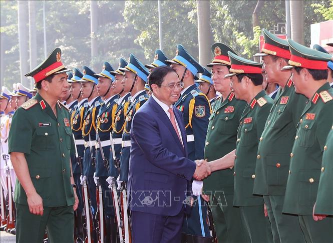 Thủ tướng Phạm Minh Chính và các đại biểu tham dự buổi lễ. Ảnh: Trọng Đức/TTXVN