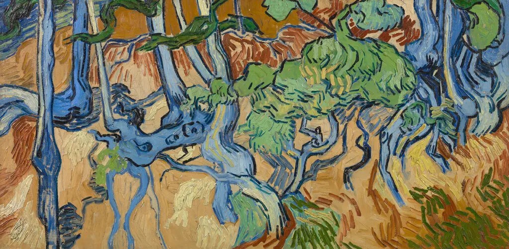 Các nhà nghiên cứu nghệ thuật cho rằng bức họa “Tree Roots” (Rễ cây) là bức vẽ cuối cùng của danh họa Hà Lan Van Gogh.Ảnh: Bảo tàng Van Gogh