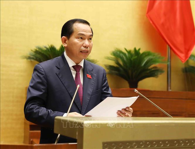 Chủ nhiệm Ủy ban Tài chính, Ngân sách của Quốc hội Lê Quang Mạnh phát biểu. Ảnh: An Đăng/TTXVN