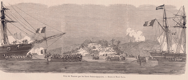 Chiến trận ở Đà Nẵng tháng 9-1858. (Nguồn: Trung tâm lưu trữ Bộ Quốc phòng Pháp)