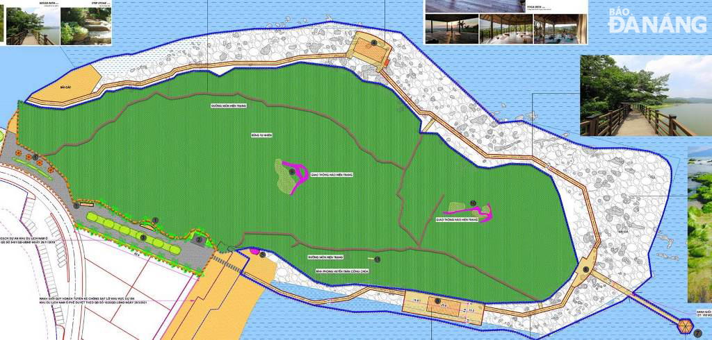 Mặt bằng quy hoạch chi tiết công viên sinh thái ghềnh Nam Ô và quảng trường phái nam ghềnh Nam Ô. Ảnh: PV