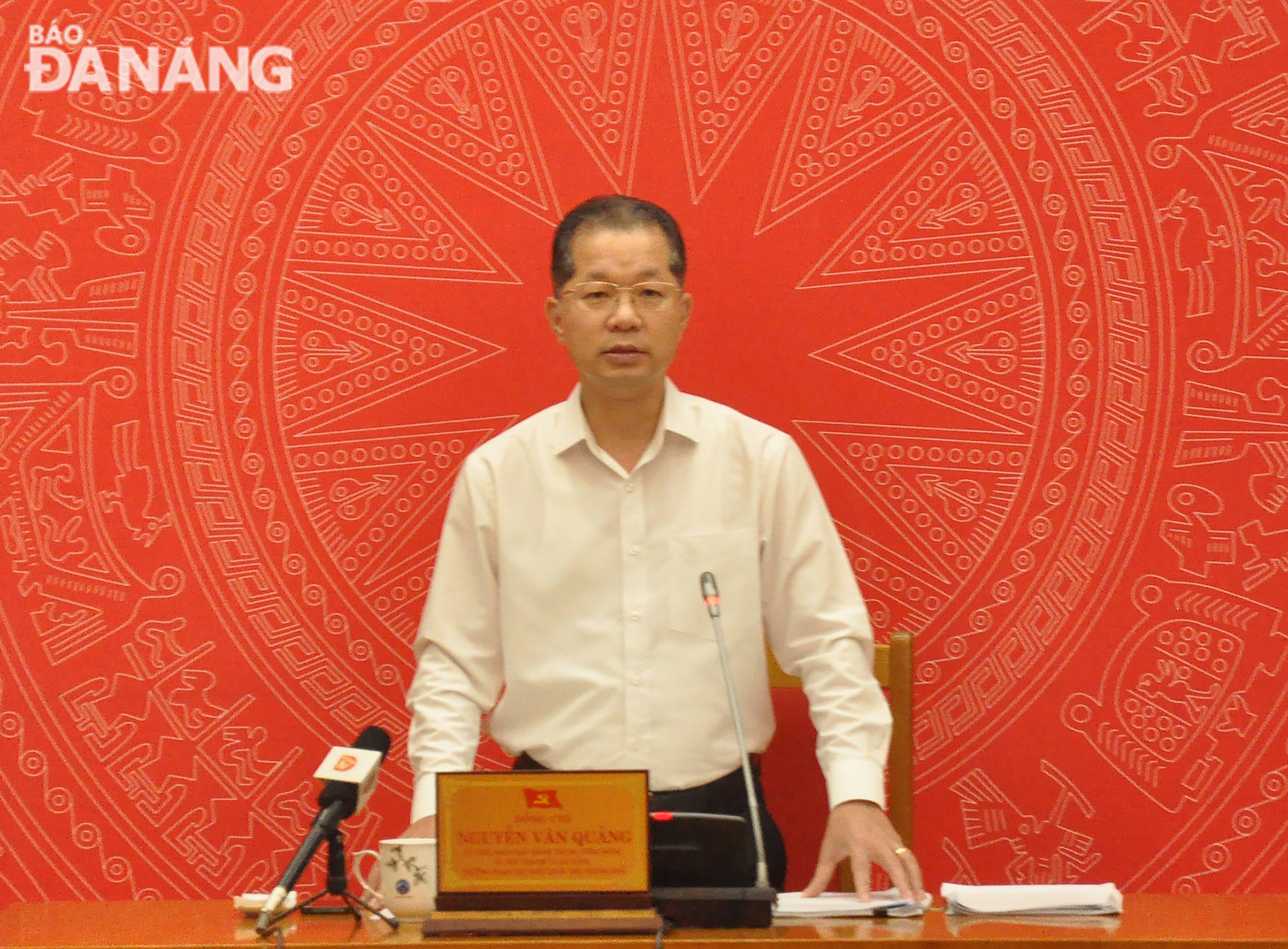 Bí thư Thành ủy Nguyễn Văn Quảng phát biểu tại buổi làm việc. Ảnh: THÀNH LÂN
