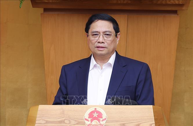 Thủ tướng Phạm Minh Chính chủ trì Phiên họp Chính phủ thường kỳ tháng 4 năm 2024. Ảnh: Dương Giang/TTXVN